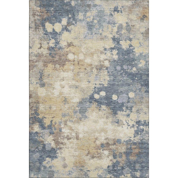 Mayfield Premium Machine Washable Abstract AMF1992 Gold 9 ft. x 12 ft. Area Rug