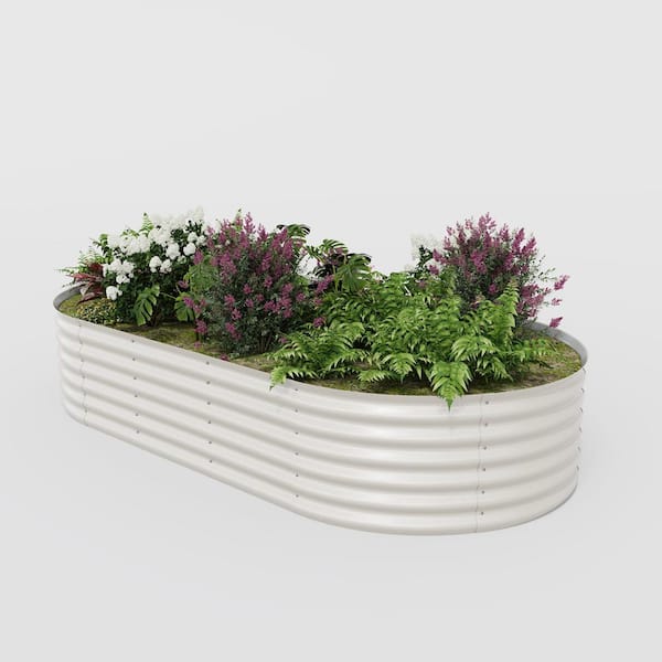 Garvee 94.6 in. x 47.2 in. x 17.3 in. Outdoor Oval Galvanized Steel Raised Garden Bed in Beige
