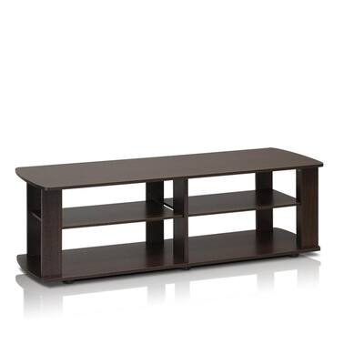 THE 43 in. Dark Brown Particle Board TV Stand Fits TVs Up to 37 in. with Open Storage