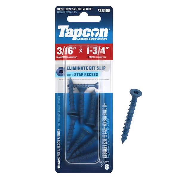 Tapcon 3/16 in. x 1-3/4 in. Star Flat-Head Concrete Anchors (8-Pack)