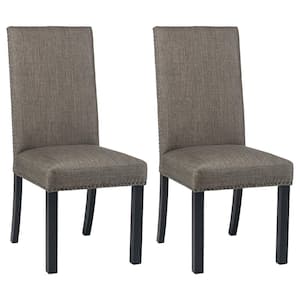 Hubbard Charcoal Linen-like Fabric Set of 2-Side Chairs