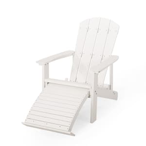 Wood Adirondack Chair with Hideaway Ottoman, White