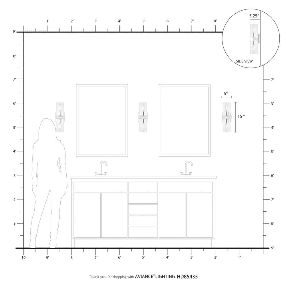 Clarion Brushed Nickel 2-Light Vanity with Clear Glass Shades
