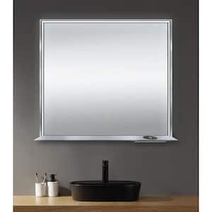 36 in. W x 32 in. H Rectangular Aluminum Framed LED Bluetooth Wall Mount Bathroom Vanity Mirror in Brushed Nickel