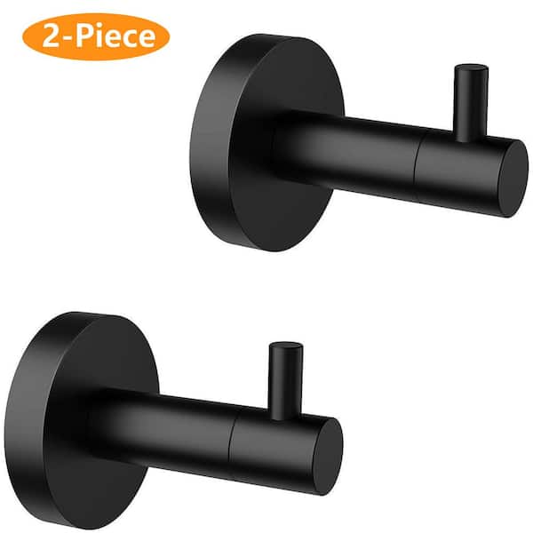 ATKING Bath 2-Pack Knob-Hook Robe/Towel Hook Wall Mounted Clothes Hooks in Black