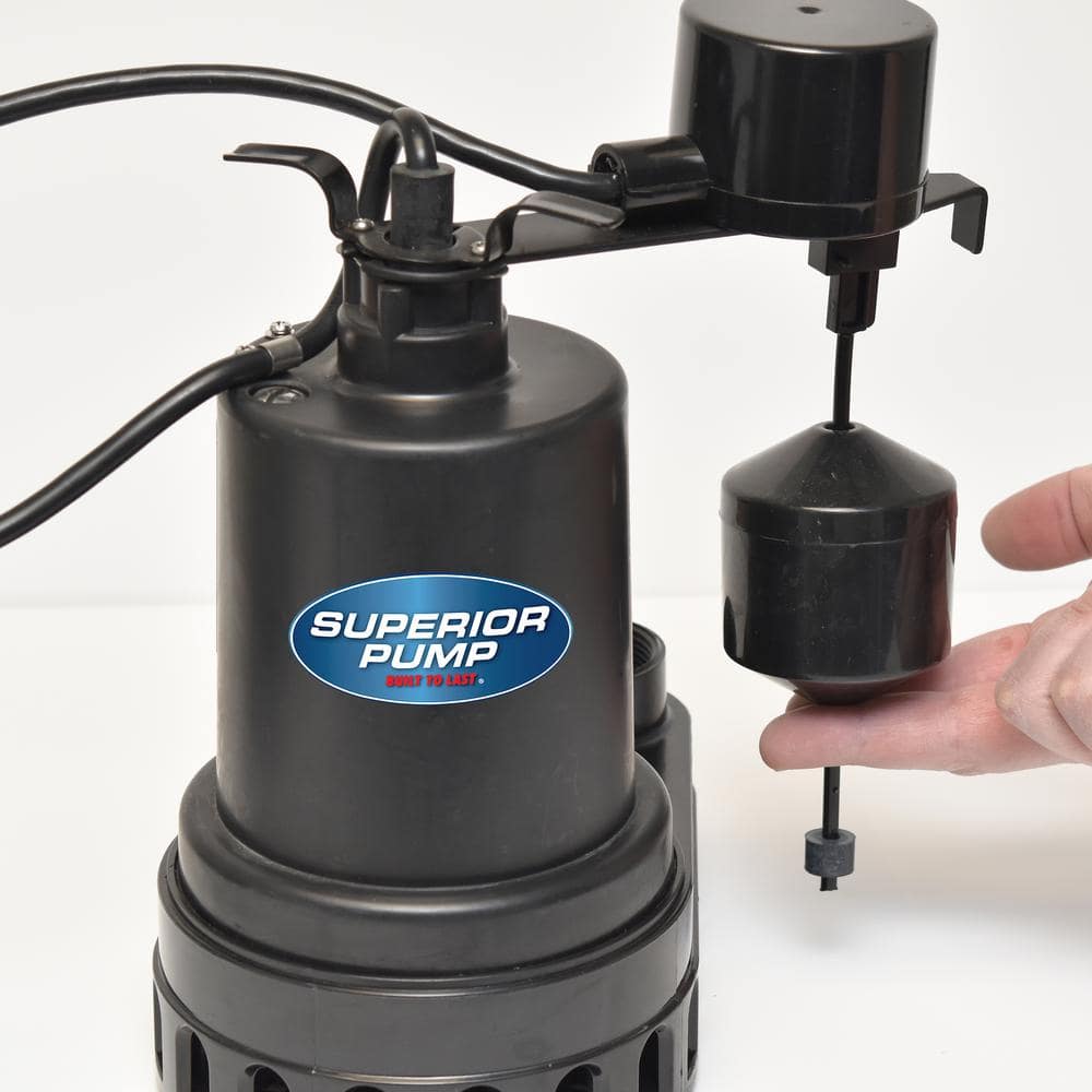 Black Thermoplastic 1/3 HP Submersible Remote Sink Drain Pump System