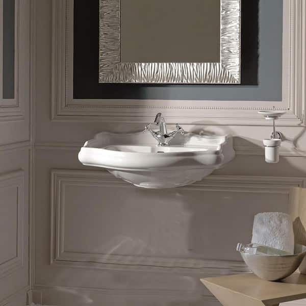 WS Bath Collections Heritage WSBC 27.2 in. Pedestal Sink Basin in Ceramic White with Single Faucet Hole