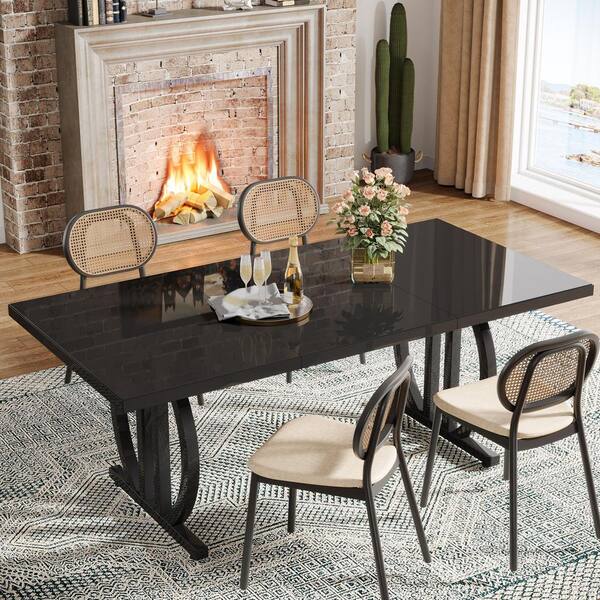 TRIBESIGNS WAY TO ORIGIN Halseey Black Wood 63 in. Trestle Dining