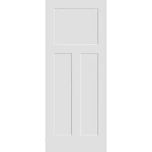 18 in. x 80 in. Craftsman 3-Panel Solid Wood Core White Primed Smooth MDF Interior Door Slab