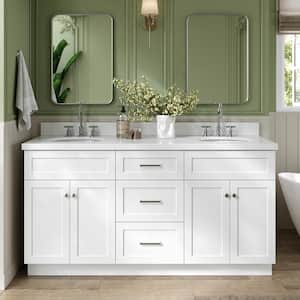 Hamlet 67 in. W x 22 in. D x 36 Double Sink Freestanding Bath Vanity in White with Pure White Quartz Top