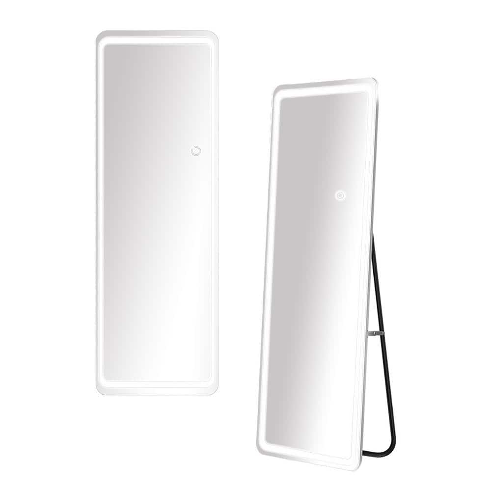 20 in. W x 63 in. H Rectangle Metal Floor Mirror Wall Mounted Mirror with 3