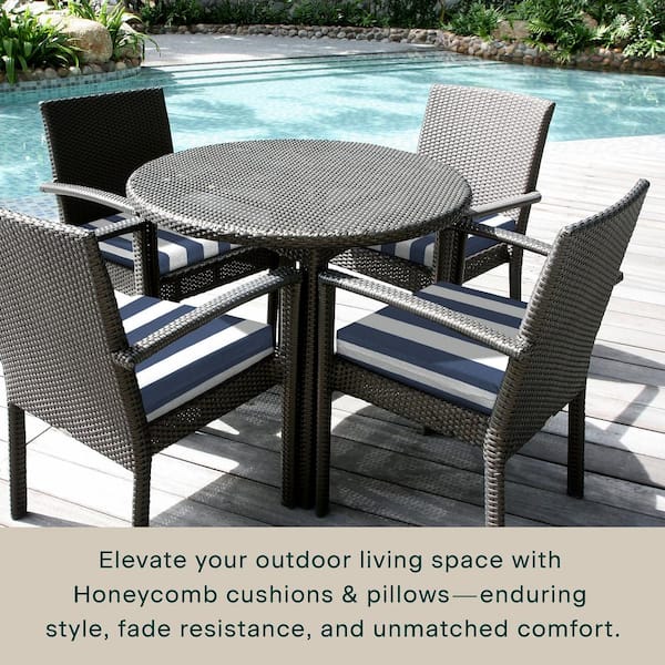 Honeycomb Outdoor 20 Square Dining Seat Cushion Cabana Stripe