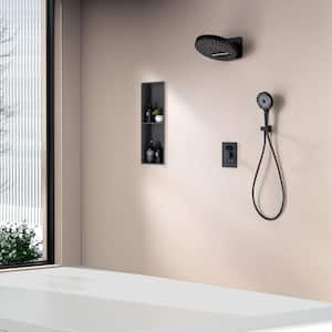 Thermostatic Shower 3-Spray 12.6 in. Dual Shower Head Wall Mount Fixed and Handheld Shower Head 4.76 GPM in Matte Black