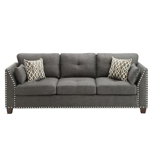 Laurissa 30 in. W Flared Arm Linen Straight Sofa in Gray