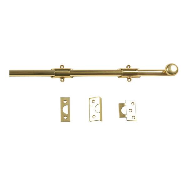 Polished idh by St Simons 11282-003 Premium Quality Solid Brass Heavy Duty Surface Bolt with Round Knob 24 
