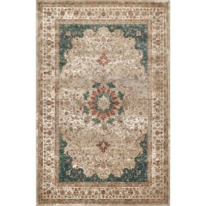 Millie Traditional Medallion Green 5 ft. x 8 ft. Area Rug