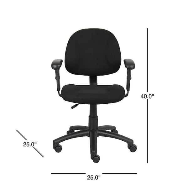 Boss Office Products B316-BK Deluxe Posture Chair with Adjustable Arms, Black