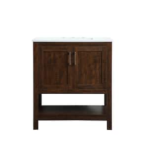 Timeless Home 30 in. W x 19 in. D x 34 in. H Single Bathroom Vanity in Espresso with Calacatta Engineered Stone