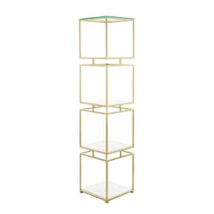 62 in. Gold Marble Glam Shelving Unit