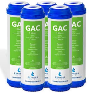 Granular Activated Carbon Water Filter Replacement - 5 Micron - Under Sink Reverse Osmosis System (5-Pack)