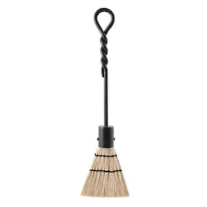 18 in. Tall Black Mini Rope Design Fireplace Brush Tool
