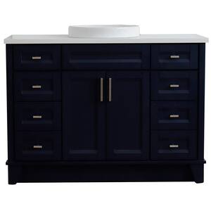 49 in. W x 22 in. D Single Bath Vanity in Blue with Quartz Vanity Top in White with White Round Basin