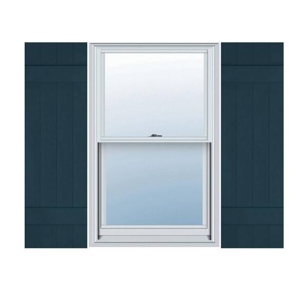 Ekena Millwork 14 in. x 52 in. Lifetime Vinyl TailorMade Four Board Joined Board and Batten Shutters Pair Midnight Blue