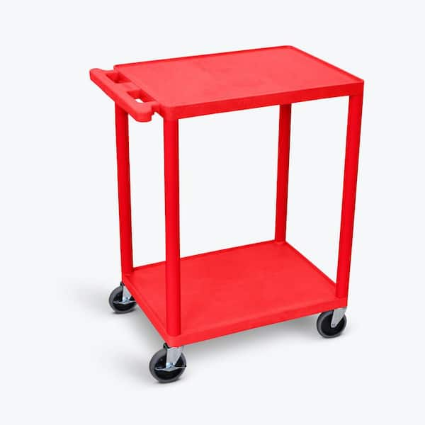 HE, 24 in. W x 18 in. D x 33.5 in. H, 2-Shelf Utility Cart in Red