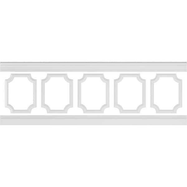 Ekena Millwork 94-1/2 in. Adjustable 32 in. to 36 in. Ashford Scalloped Panel Traditional Wainscot Paneling Kit
