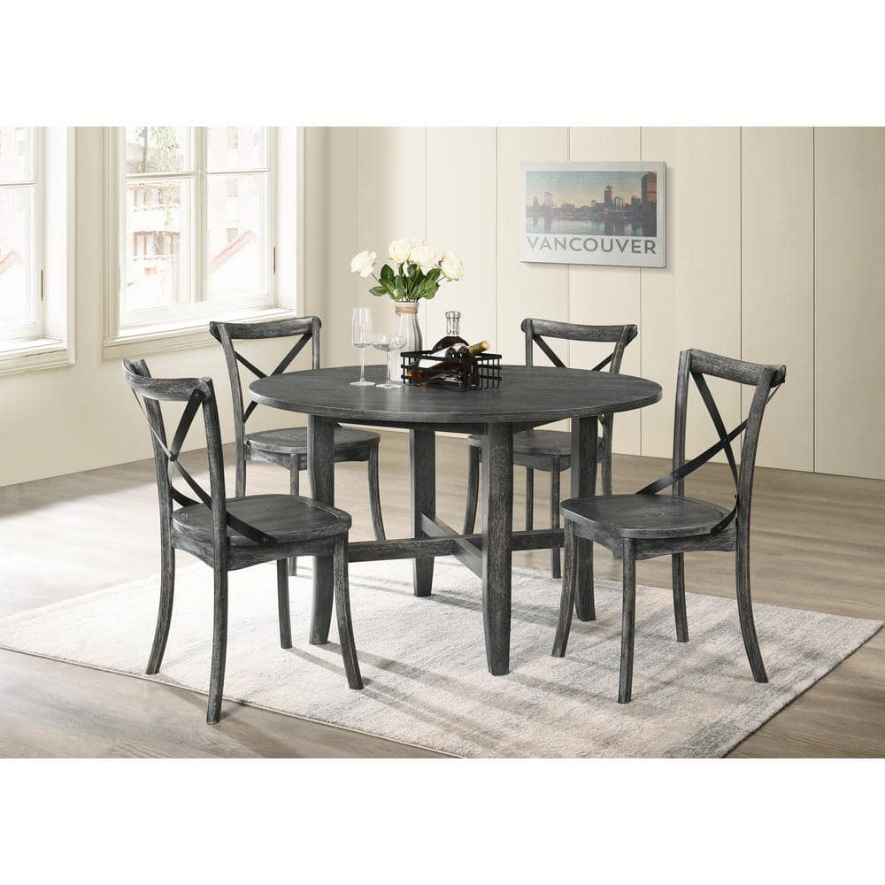 Rustic Gray High-Back Cross-Back Wooden Side Chair
