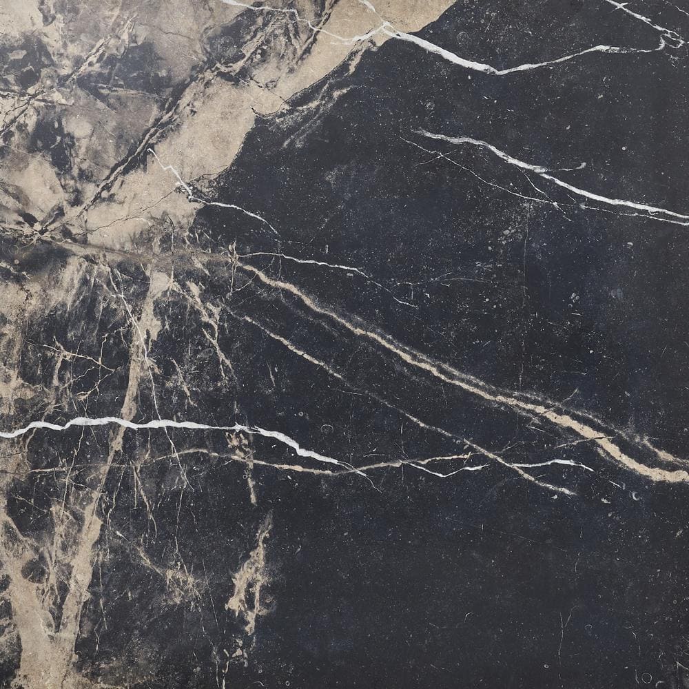 Large Black and Beige Marble Look Satin Porcelain Tile