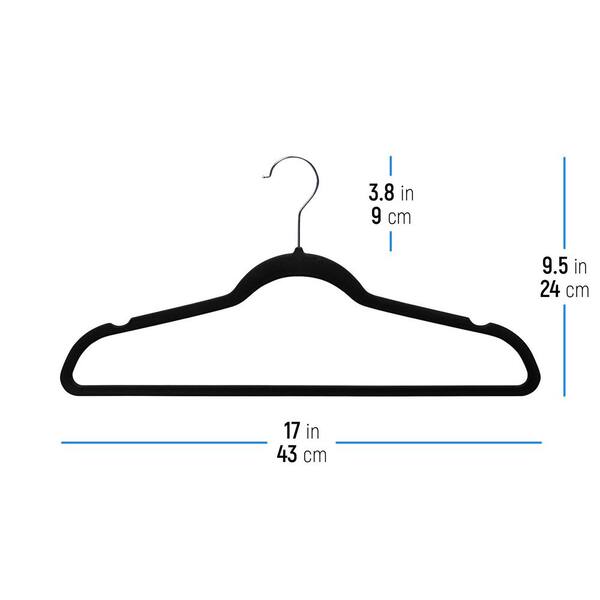 OSTO Black Velvet Hangers 100-Pack OV-113-100-BLK-H - The Home Depot