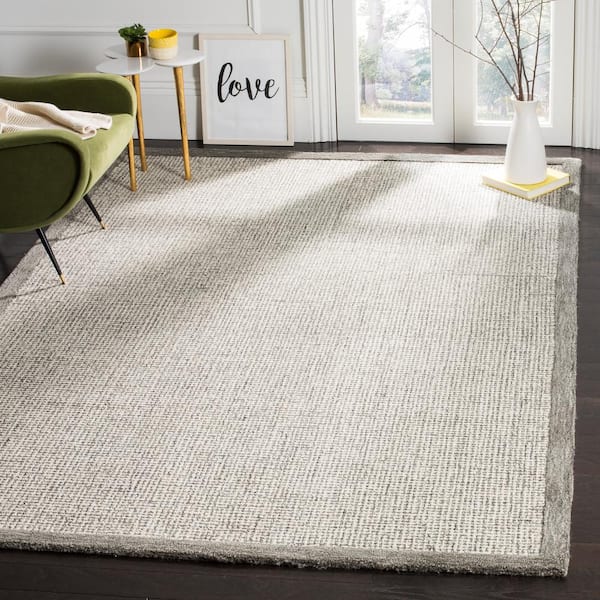Abstract Sage/Ivory 8 ft. x 10 ft. Border Area Rug