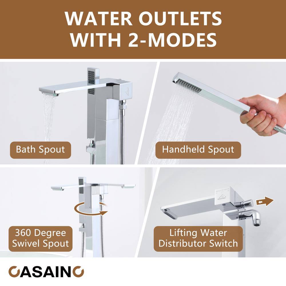 Chrome Plated Freestanding Bathtub Faucet with Hand Shower