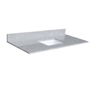 31 in. W x 22 in. D Stone Bathroom Vanity Top in Carrara Gray with White Rectangle Single Sink-3H