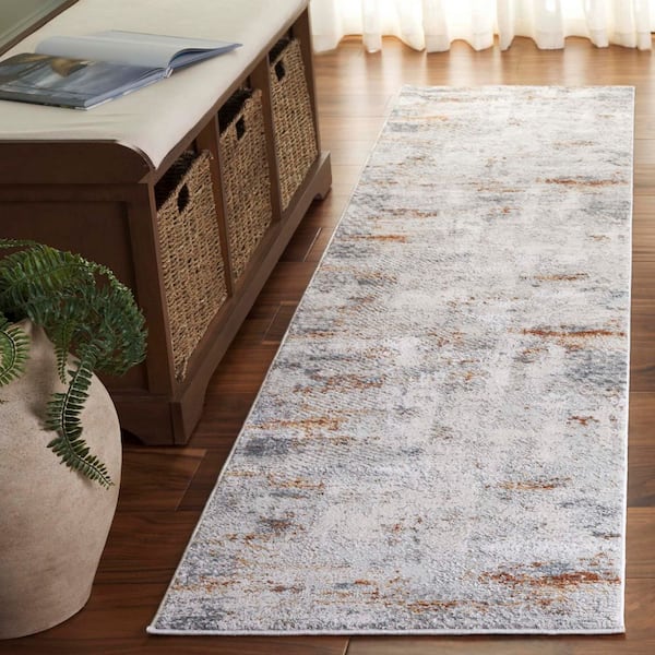 Princeton 2 ft. x 7 ft. Light Beige/Gray Distressed Geometric Runner Rug