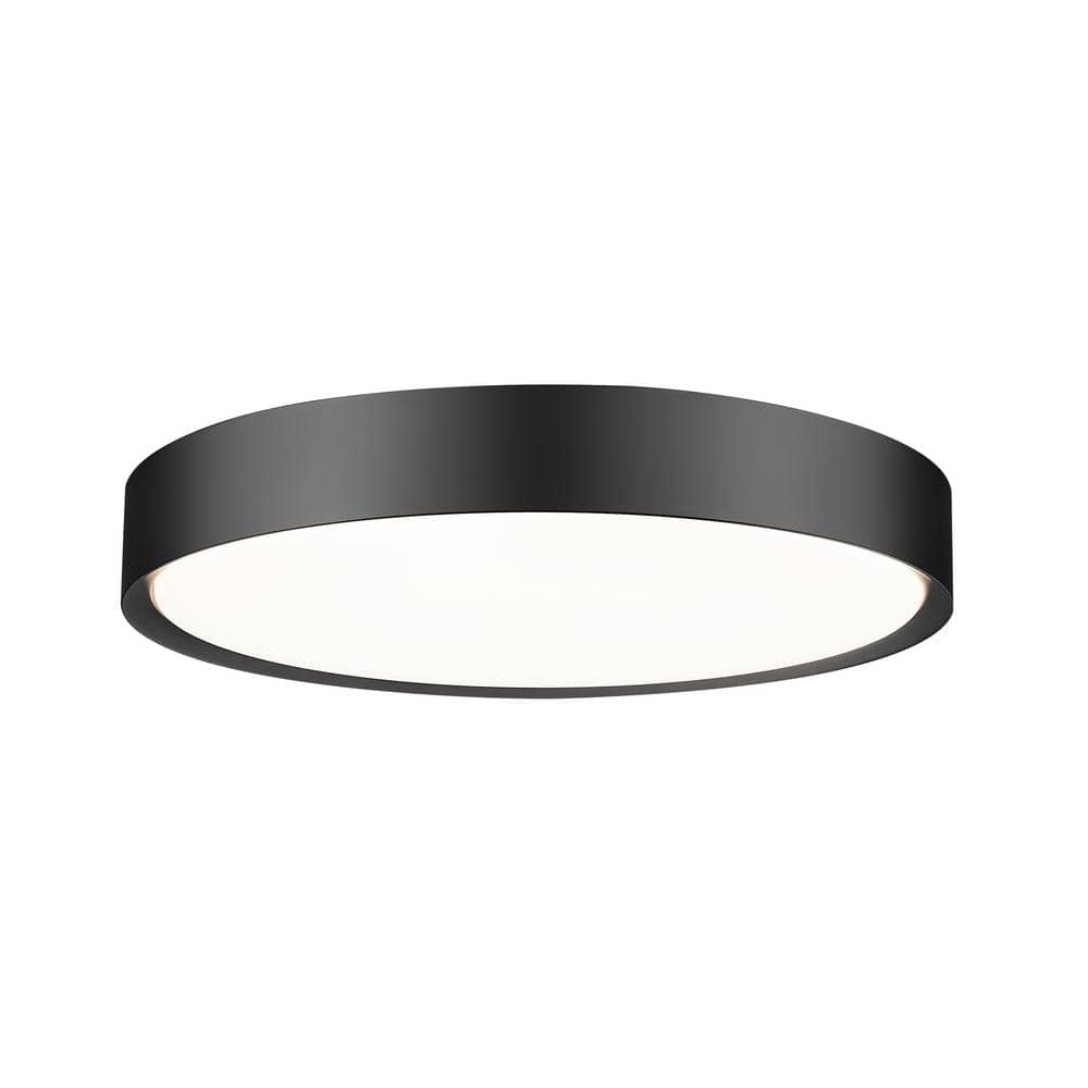 Kawan 20 in. Matte Black Flush Mount with Acrylic Shade and no bulbs