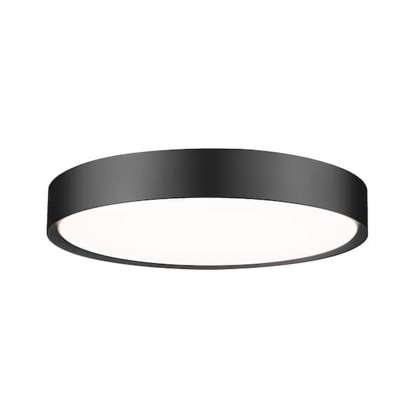 Unbranded Kawan 20 in. Matte Black Flush Mount with Acrylic Shade and no bulbs