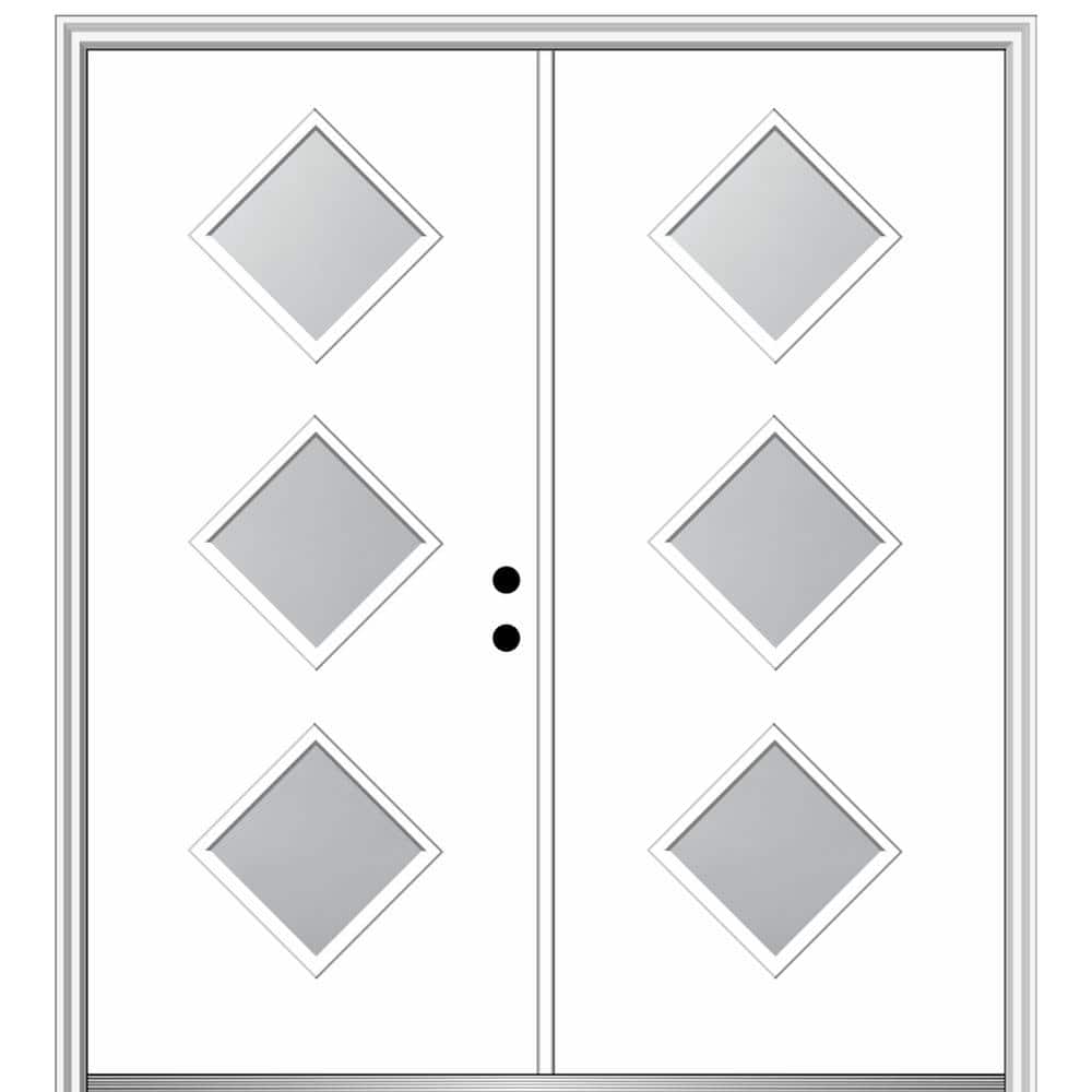 Aveline 60 in. x 80 in. Left-Hand Inswing 3-Lite Frosted Glass Primed Fiberglass Prehung Front Door on 4-9/16 in. Frame price history on PriceWatchPro