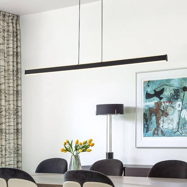 EDISLIVE Layla 2-Light 47.6 in. Integrated LED Linear Pendant Black Chandelier for Dining Room Kitchen