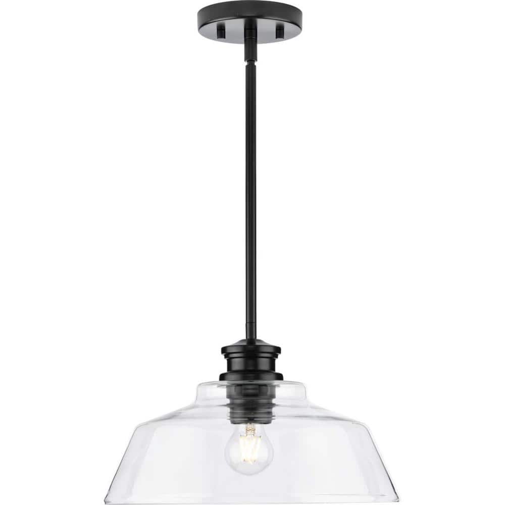 Matte Black Glass Dome Pendant Light with Nickel Accents