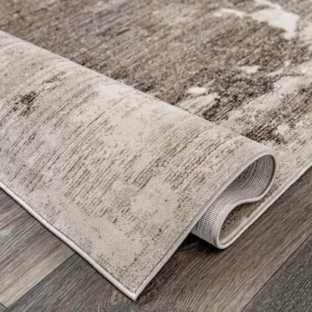 Light Brown Abstract Reversible Synthetic Area Rug