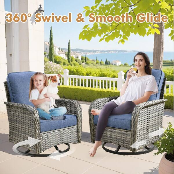 Caodoc Noah Gray 7-Piece Wicker Outdoor Patio Conversation