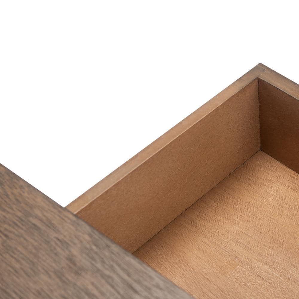 Modern Farmhouse Chic Brown Wood and Metal 2-Drawer Console Table