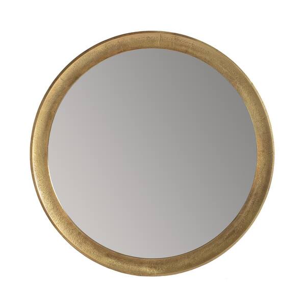 MH LONDON 29 in. x 29 in. Modern Gigi Round Framed Antique Gold Decorative Mirror