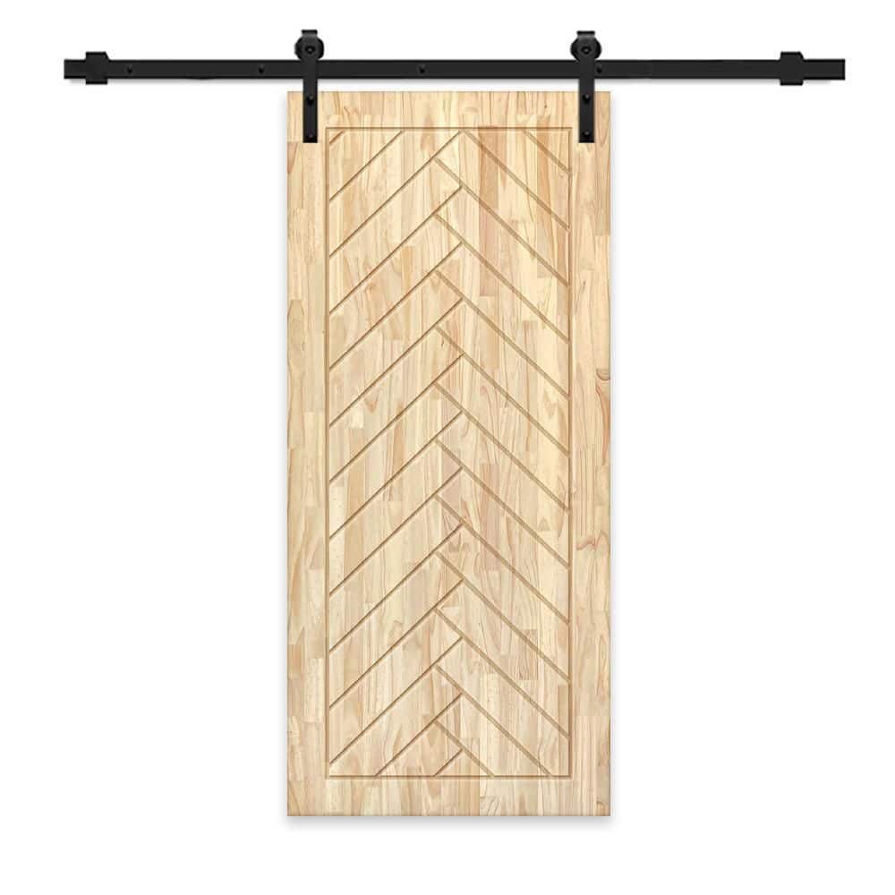 44 in. x 80 in. Natural Pine Wood Unfinished Interior Sliding Barn Door with Hardware Kit price history on PriceWatchPro