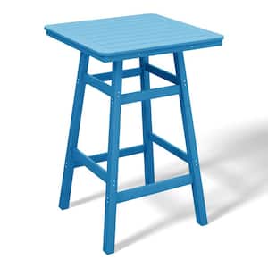 Laguna 30 in. Square HDPE Plastic All Weather Outdoor Patio Bar Height High Top Pub Table in Pacific Blue