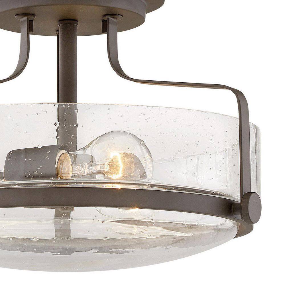 Transitional Harper 3-Light Oil Rubbed Bronze Semi-Flush Mount with Clear Seedy Glass