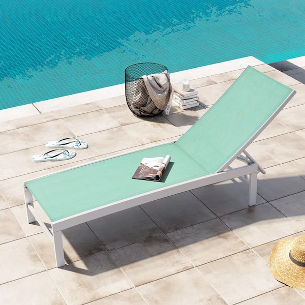 Crestlive Products 1-Piece Aluminum Adjustable Outdoor Chaise Lounge in Green