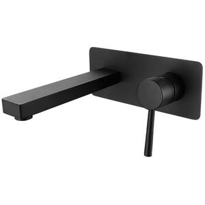 Single-Handle Wall Mounted Bathroom Faucet with Deck plate in Matte Black